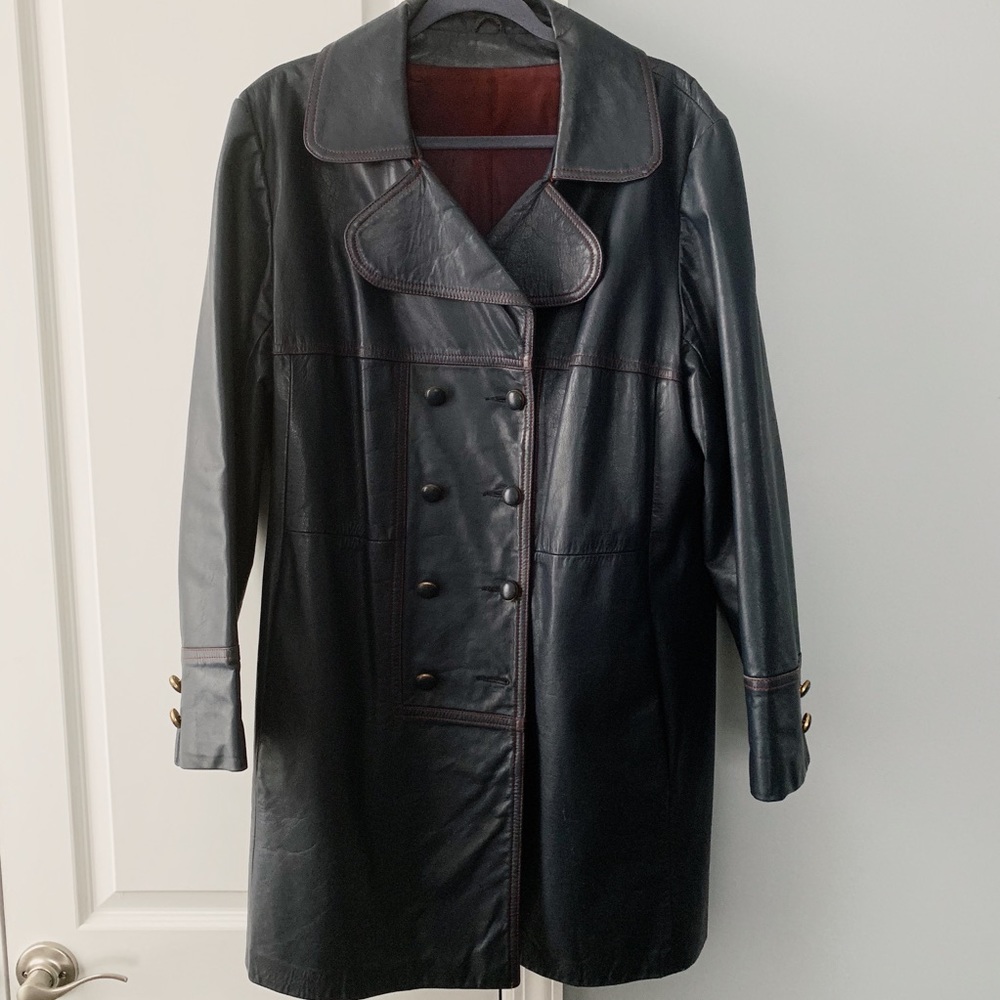 Vintage Sears Company Navy Blue Leather Jacket